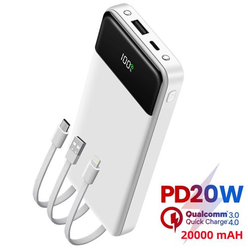 Batterie Externe 20000mAh Power Bank USB C Charge Rapide Chargeur Portable avec Affichage LED, Powerbank Compatible avec iPhone 15 14 13 12 Pro Max Plus et Samsung