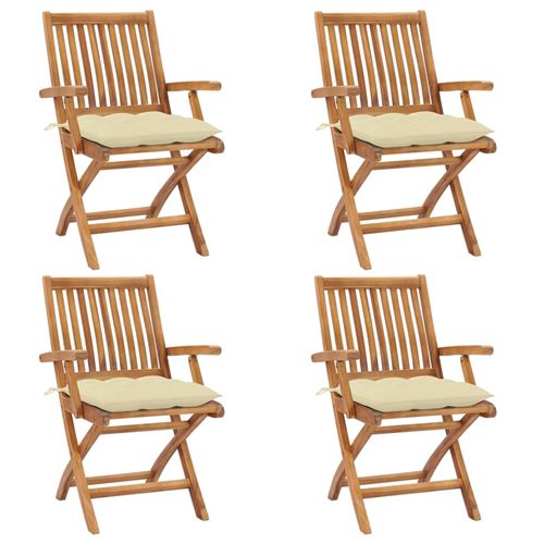 Non Communiqué Vidaxl Chaises Pliables De Jardin Avec Coussins 4 Pcs Teck Solide