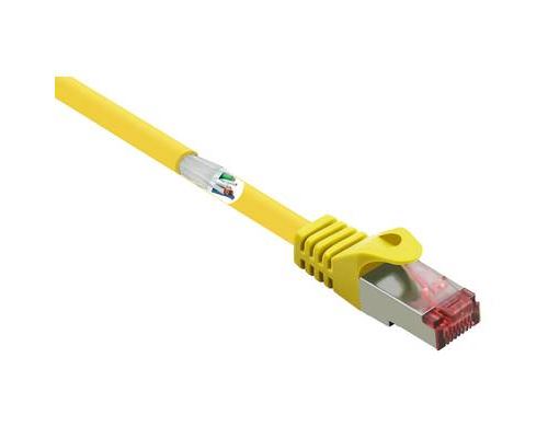 Renkforce RF-3432074 RJ45 Câble réseau, câble patch CAT 6 S/FTP 15.00 m jaune avec cliquet dencastrement, contacts dorés, ignifuge
