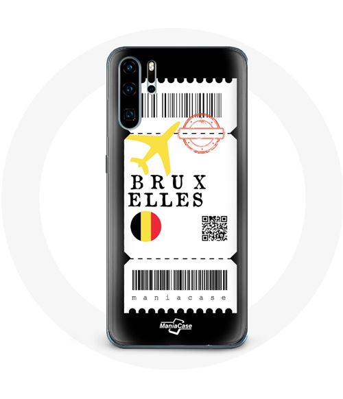 Coque pour Huawei P30 Billet d'avion Bruxelles Belgique Maniacase