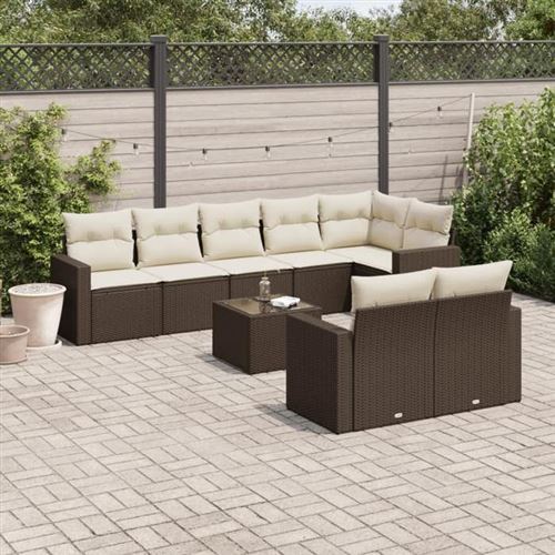 VIDAXL - Salon de jardin modulable - 9 pièces - Marron - 62 x 62 x 69 cm - Image 2