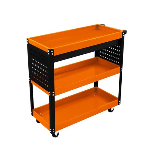 Chariot à Outils 81 x 36 x 79cm Acier Thermolaqué 3 Niveaux Capacité Totale 150KG à Clé