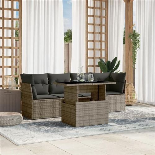 Non Communiqué Gris Salon De Jardin Modulable Vidaxl Rotin 4 Personnes 62 X 62 X 69 Cm 5 Pieces
