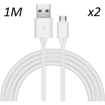 [Compatible Samsung Galaxy A3-A5-2015-2016-A6-A6+-A7] Cable USB Chargeur  Blanc Port Micro USB 1 Metre [Phonillico®]