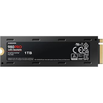 Disque SSD Interne Samsung 980 Pro avec dissipateur Thermique MZ-V8P1T0CW NVMe M.2 1 To Noir