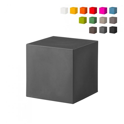 Table Basse Chaise Banc Cubique Design Moderne Coloré Slide Cubo Pouf, Couleur: Gris foncé
