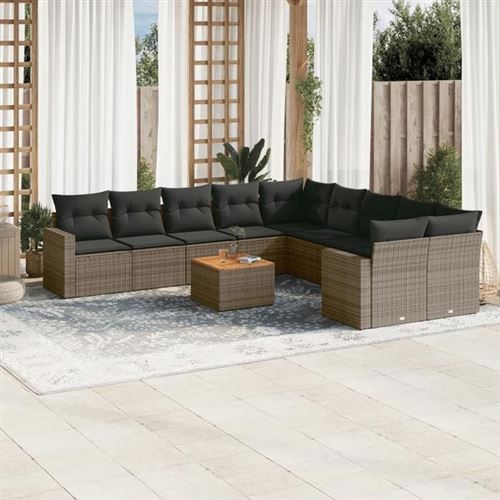 Non Communiqué Gris Salon De Jardin Modulable Vidaxl Rotin 2 Personnes 11 Pieces 62 X 62 X 69 Cm