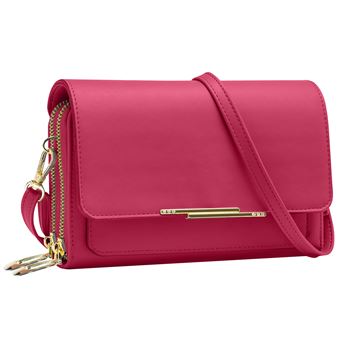 Sacoche Bandoulière pour Smartphone Simili cuir Multi-compartiments Avizar Rose - 1