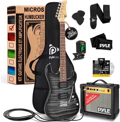 Guitare électrique - Pyle - Noir - Inclus lot d'accessoires