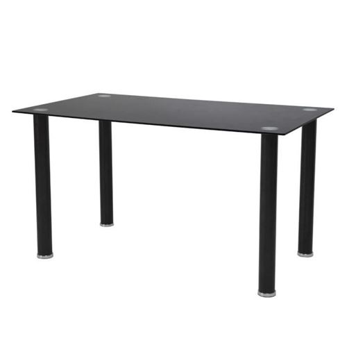 Table a manger plateau en verre trempe 140x80 cm - Metal - JIM