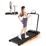 Tapis de course Pliable-Incliné 0-7% BIGZZIA, 2.5 HP Walking Pad, Vitesse 1-8 km/h, Avec Écran LED,Télécommande, Charge max 120 kg, Noir
