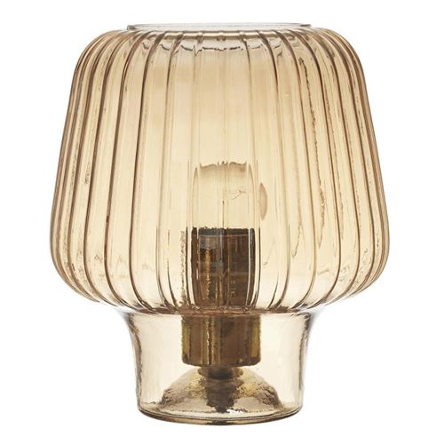 Non Communiqué Jaune Lampe À Poser Verre Fumé "Champignon" 21Cm Ambre