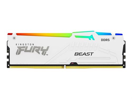 Kingston FURY Beast RGB - DDR5 - module - 16 Go - DIMM 288 broches - 5200 MHz / PC5-41600 - CL36 - 1.25 V - mémoire sans tampon - on-die ECC - blanc