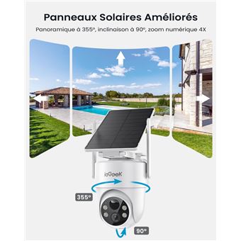 Camera Surveillance Wifi Caméra Solaire Extérieure IeGeek 2K - 360° PTZ, Vision Nocturne Couleur, Détection Humaine Camera Exterieure Camera Surveillance Wifi Caméra Solaire Extérieure IeGeek 2K - 360° PTZ, Vision Nocturne Couleur, Détection Humaine Camera Exterieure