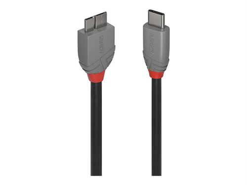 Lindy Anthra Line - Câble USB - 24 pin USB-C (M) pour Micro-USB de type B (M) - USB 3.2 Gen 1 - 50 cm - rond bi-directionnel - noir