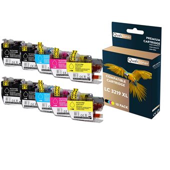 QUALITONER - 10 Cartouches compatible pour BROTHER LC 3219 XL LC3219XL Noir (x4) + Cyan (x2) + Magenta (x2) + Jaune (x2) (Livres) pour Brother MFC-J 5 - 1
