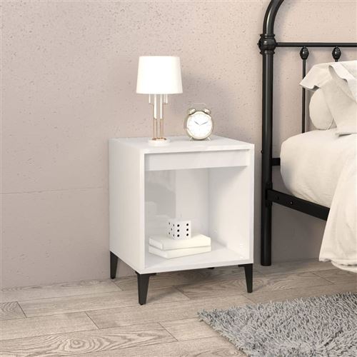 vidaXL Table de chevet Blanc brillant 40x35x50 cm821878