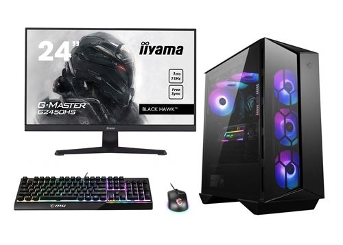 Pack PC Gamer MSI Ryzen 7 5700X - RTX 4070 12GO Super Gaming X - 32Go Ram - SSD 1To + HDD 2To - Windows 11