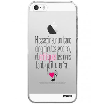 50 Sur Coque Pour Iphone 5 5s Se Rigide Transparente M Asseoir Sur Un Banc Ecriture Tendance Et Design Evetane Etui Pour Telephone Mobile Achat Prix Fnac
