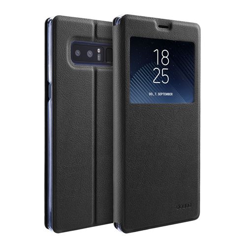 doupi Deluxe FlipCover pour Samsung Note 8, avec fenêtre magnétique Book Style protection écran stand Protecteur d'écran Case, noir