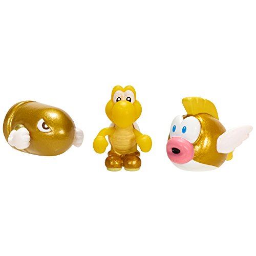 NINTENDO Mario Micro Figurine (Paquet de 3: Gold Bullet BillGold Koopa Troopa et Gold Cheep Cheep)