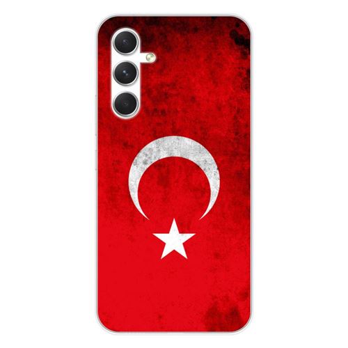 Coque en silicone imprimée compatible Samsung Galaxy A54 5G Drapeau Turquie