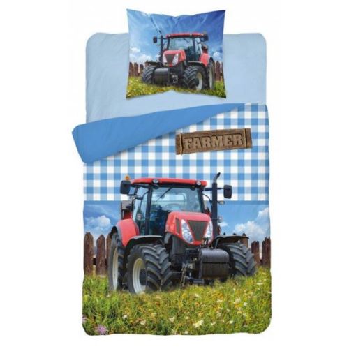 Tracteur Farmer - Parure de Lit Enfant - Housse de couette Coton