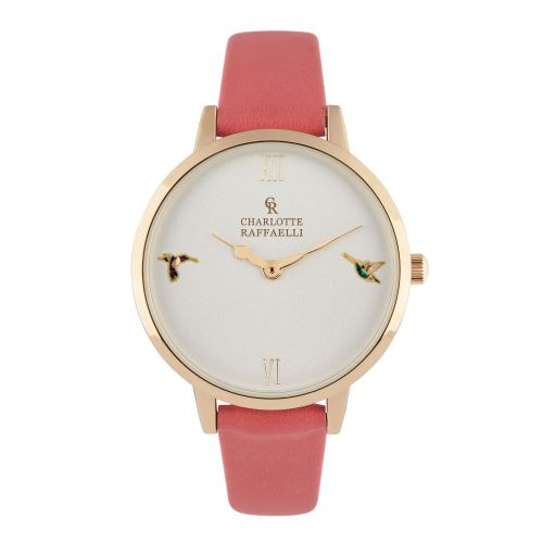 Montre Femme Charlotte Raffaelli à Quartz Cadran Blanc 36mm Et Bracelet Doré En PU CRS18010