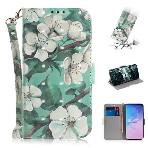 Etui en PU impression de motifs décor points lumineux belles fleurs pour votre Samsung Galaxy S10