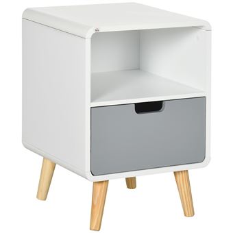 Chevet Table De Nuit Design Scandinave 40l X 38l X 58h Cm Tiroir