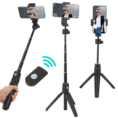 GENERIQUE - Trépied et Perche à Selfie 2 en 1 - Télécommande Bluetooth - Compatible iOS et Android - Image 2