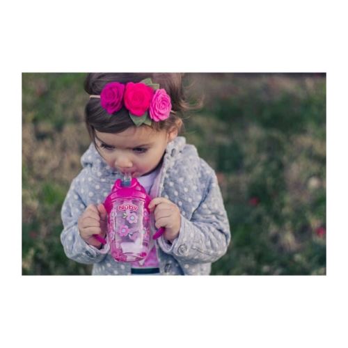 nuby gobelet flip-it en tritan avec anses - 240 ml - rose - 12 mois +