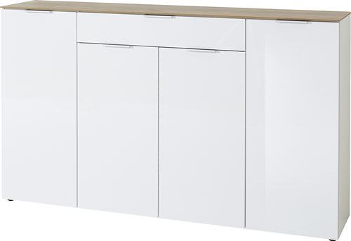 Buffet coloris blanc / chêne-Navarra repro - Dim : 179 x 106 x 40 cm -PEGANE-