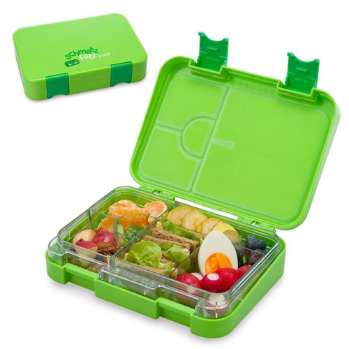 Boîte Repas - Junior Schmatzfatz - Boîte À Goûter - 6 Compartiments - 21,3X15X4,5Cm - Sans Bpa - Vert