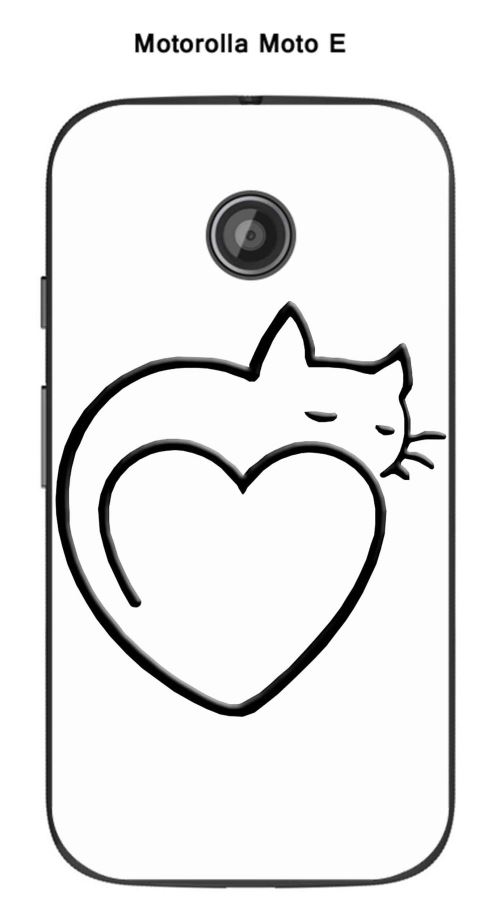 Coque Motorola Moto E - 3G design Chat cœur fond blanc