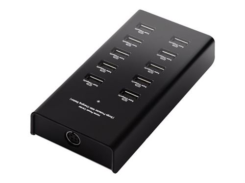 Compulocks 10-Port USB Charging Hub - Netspanningsadapter - 2.4 A - 10 uitgangsaansluitingen (10 x 4 pins-USB type A) - Noord-Amerika, Verenigde Staten