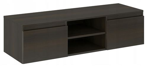 GOREME | Meuble bas TV contemporain salon/séjour 120x40x36 | 2 niches 2 portes | Rangement moderne matériel audio/video/gaming | Wenge