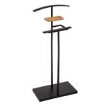 Valet De Nuit Porte-vêtements - Avec Cintre Et Porte-pantalons - Noir Et Noyer - 107x45x45cm