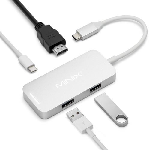 Minix Neo C Mini Usb-c Adaptateur Multiport Pour Hdmi Adaptateur Pour Apple Macbook Et Macbook Pro, Argent