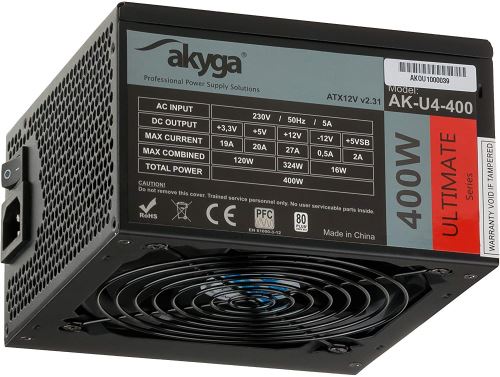 akyga Bloc d'alimentation certifié, Ventilateur 120 mm Silencieux, 80 Plus Bronze Noir Noir
