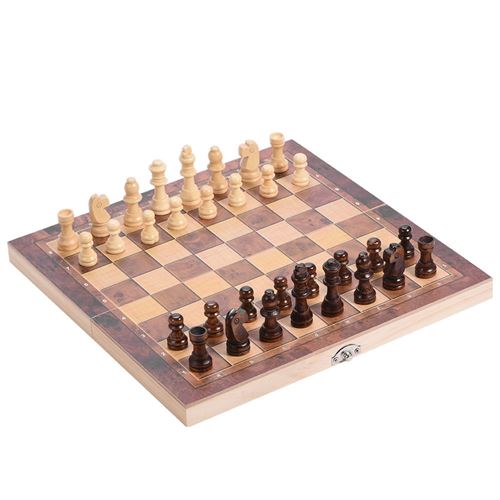 3in1 Jeu d'échecs se pliant de l'échiquier en bois portatif pour de famille de partie (34 * 34cm)