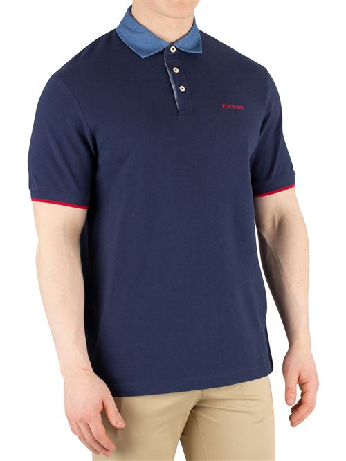 Hackett London Pour des hommes Poloshirt Slim Fit Chambray, BleuL