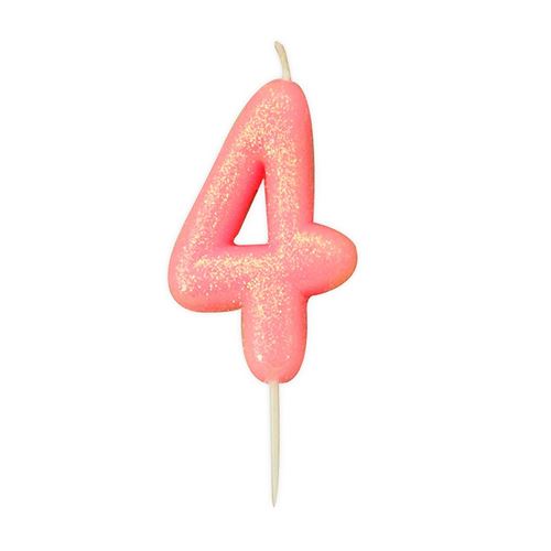 bougie rose pailletté chiffre 4