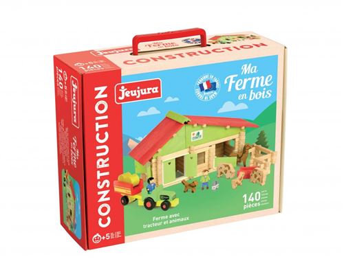 Jeujura - a1202824 - jeux de construction - ferme avec tracteur et animaux