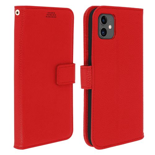 Housse pour iPhone 11 Porte carte Support Vidéo Rouge