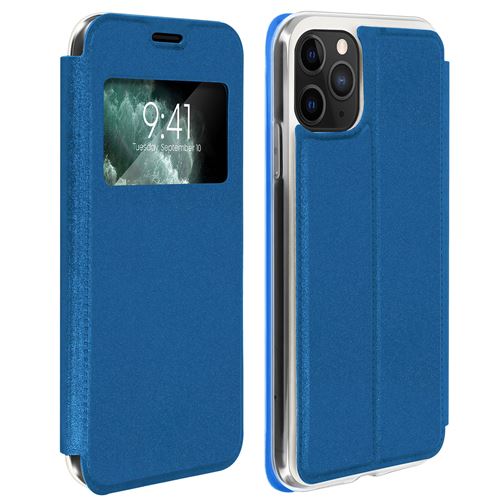 Housse pour iPhone 11 Pro Max Fenêtre d'affichage Porte-carte Support Video bleu