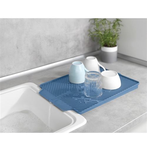 Tapis égouttoir - 40 x 3 x 30 cm - Linea - Bleu