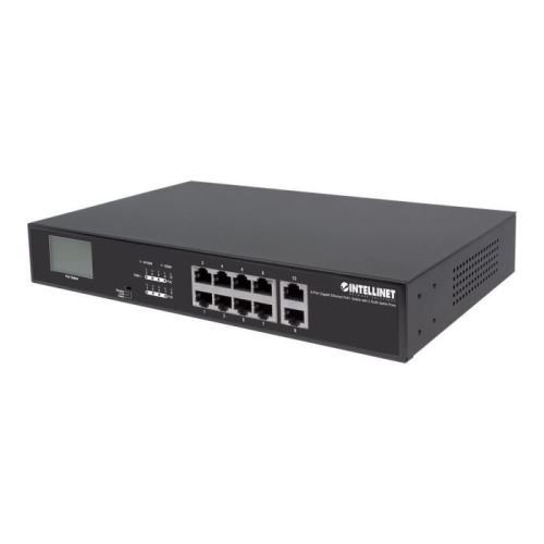 Intellinet 8-Port Gigabit Ethernet PoE+ Switch with 2 RJ45 Gigabit Uplink Ports and LCD Screen Commutateur non géré 8 x…