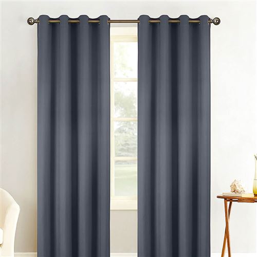 Paire de rideaux obscurcissant Plain - gris-anthracite - Dimensions : 140x260cm