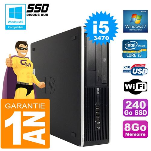 Pc hp compaq 8300 sff core i5-3470 ram 8go disque 240 go ssd graveur dvd wifi w7